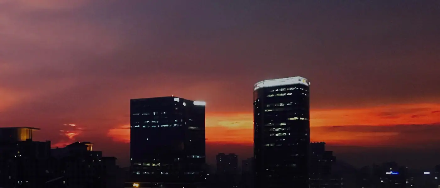 Evening skyline of towers in Delhi NCR