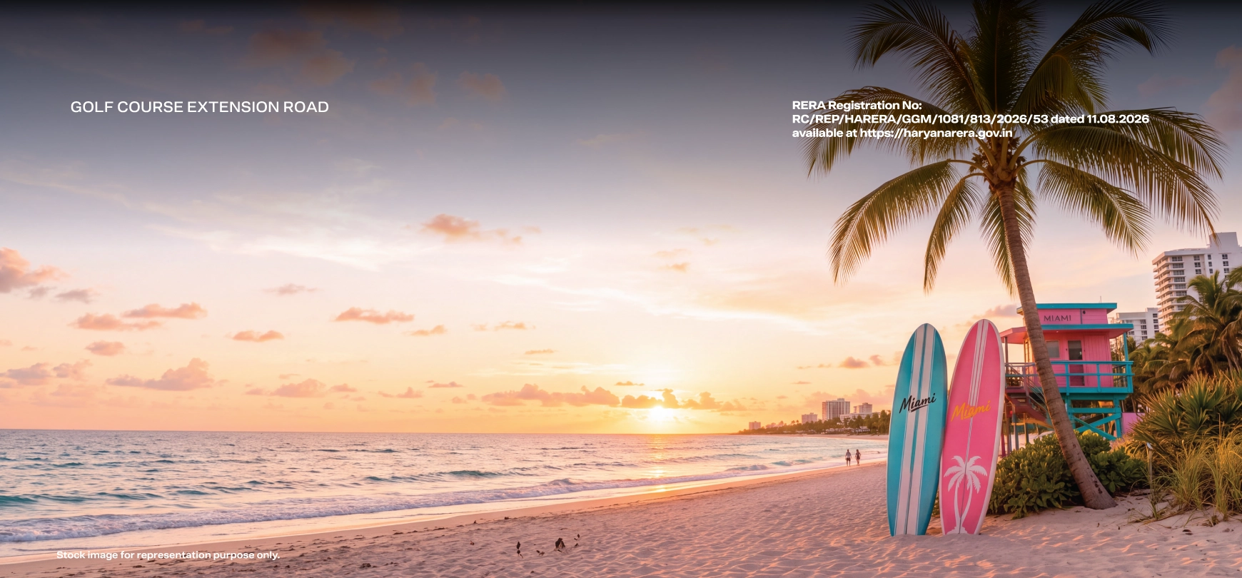 Sunset beach scene reflecting the Miami-inspired theme of Godrej Verano